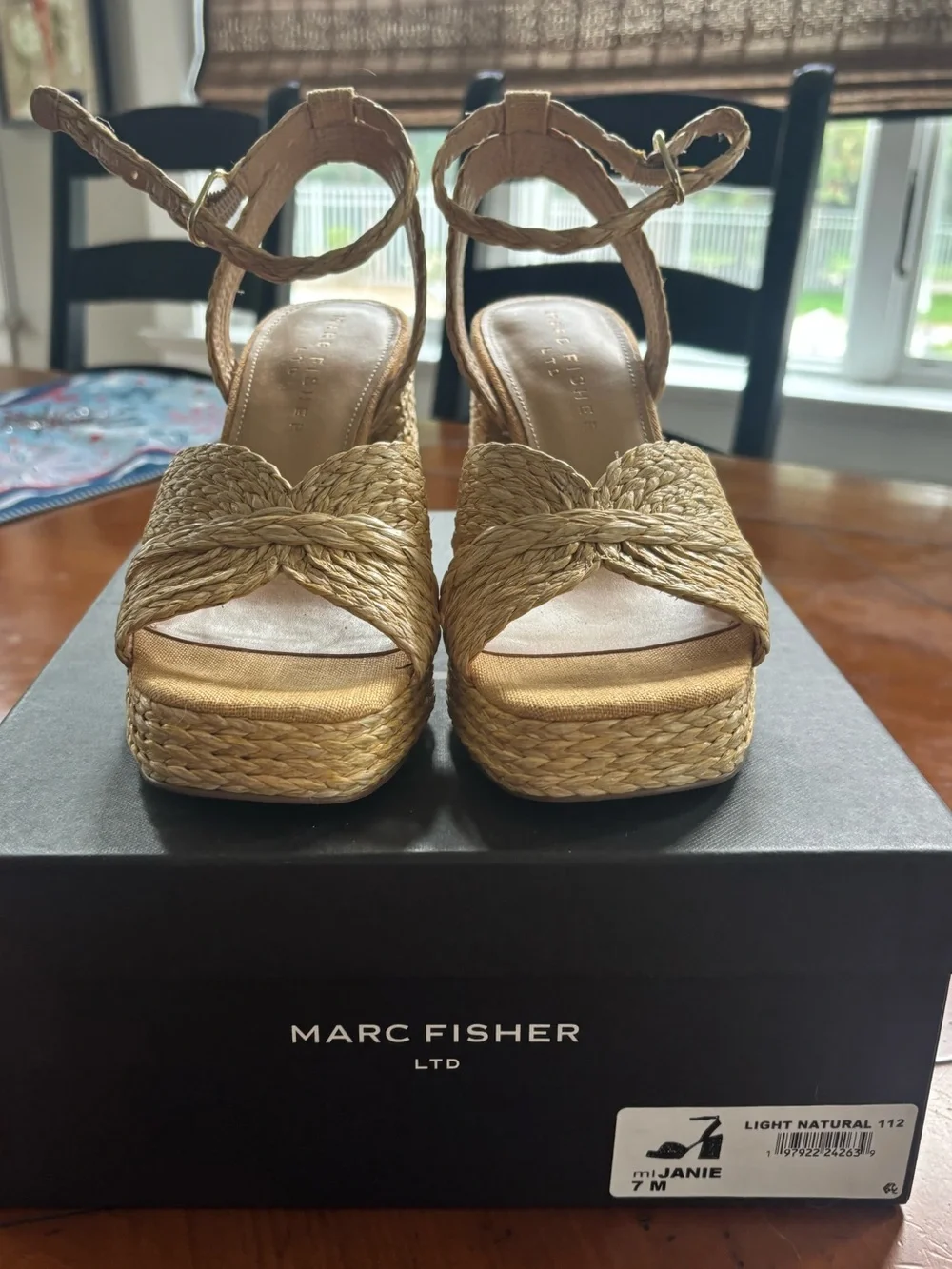 Marc Fisher - Janie / Light Natural Braided Wedge Sandals size 7